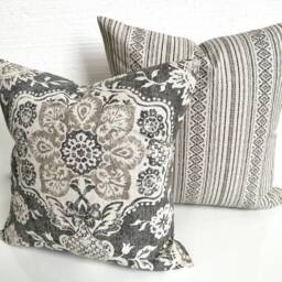 Tan & Gray Throw Pillow Covers Grey Pillows Cover 18x18 All Sizes Home Decor - thumbnail 3