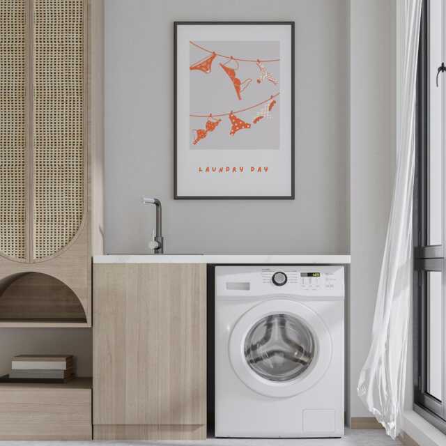 Laundry Day - Orange Poster Trendy Art, Unique Home Decor, Cool Laundry Room Print, Quote Poster, Utility Art - image 1