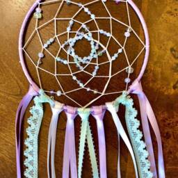 Lavender & Mint Dream Catcher Wall Hanging, Light Purple Beaded Dreamcatcher/Boho Bedroom Decor Nursery Baby Shower Gifts - thumbnail 4