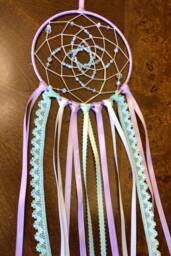 Lavender & Mint Dream Catcher Wall Hanging, Light Purple Beaded Dreamcatcher/Boho Bedroom Decor Nursery Baby Shower Gifts - thumbnail 1