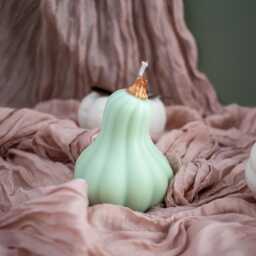 Pumpkin Candle Eco-Friendly Soy Beeswax, Handmade Halloween Decor - thumbnail 3