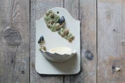 Dish Soap in White With Blue Mushrooms & Moss - Wall Mounted Stoneware - thumbnail 1