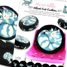 Diy Kit - Curled Up Cat Cushion - Large Throw Pillow Sewing Kit Stuffing Not Included - thumbnail 1