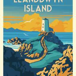 Twr Mawr Lighthouse Travel Poster - A4 Size 180Gsm Matt Paper Scenic Llanddwyn Island Art Print - thumbnail 2