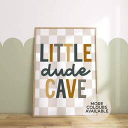 Little Dude Cave Print -- Boys Bedroom Print, Playroom Nursery Toddler Bedroom, Room Decor, Unframed - thumbnail 1
