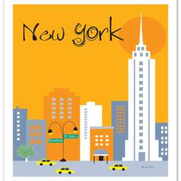 New York City Skyline Art Print, Nyc Nursery Art, Vertical Orange Style - E8-O-Ny3 Orange - thumbnail 3