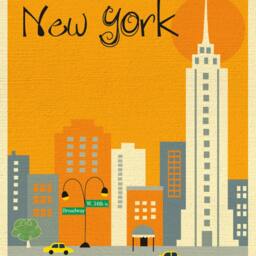 New York City Skyline Art Print, Nyc Nursery Art, Vertical Orange Style - E8-O-Ny3 Orange - thumbnail 2