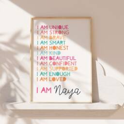 Girls Personalised Rainbow Print Set Of 3, Butterfly, Nursery Prints, Bedroom Decor, Affirmation Print, Playroom, Girls Wall Art - thumbnail 2