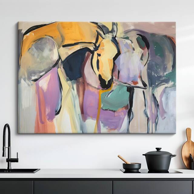 Horse Abstract Oil Painting Framed Print & Canvas Large Luxury Animal Wall Art Poster Home Decor Interior Lover Gifts - image 1