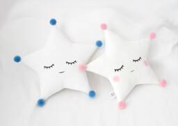 Nursery Decor White Star Cushion With Pom Pom, Dreamy Pillow Baby Shower Gift Idea Newborn Boy Girl Gender Neutral Bed Children Sky Teepee - thumbnail 1