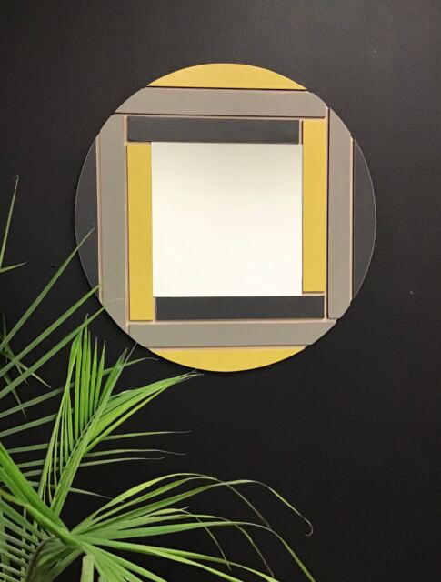 Handmade Round Maple Mirror Modern Geometric Wall Decor - 24-Inch - image 1