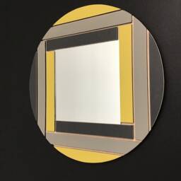 Handmade Round Maple Mirror Modern Geometric Wall Decor - 24-Inch - thumbnail 4