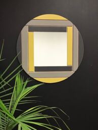 Handmade Round Maple Mirror Modern Geometric Wall Decor - 24-Inch
