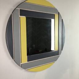 Handmade Round Maple Mirror Modern Geometric Wall Decor - 24-Inch - thumbnail 3