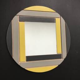 Handmade Round Maple Mirror Modern Geometric Wall Decor - 24-Inch - thumbnail 2