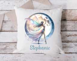 Personalised Moon Fairy Cushion Gift, Custom Name Cushion, Magical Bedroom Decor