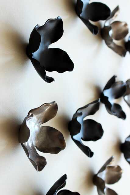 Garland - Metallic Bronze & Black Wall Art Flowers Floral Porcelain 3D Ceramic Sculpture 22 - image 1