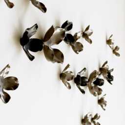 Garland - Metallic Bronze & Black Wall Art Flowers Floral Porcelain 3D Ceramic Sculpture 22 - thumbnail 2