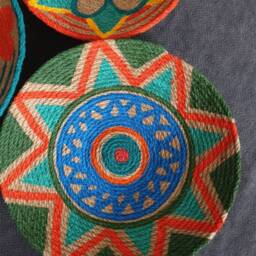 Handmade Woven Wall Basket Set Boho African Decor - thumbnail 2