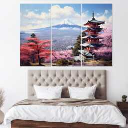 Chureito Pagoda in Fujiyoshida Abstract Canvas Print, Japan Wall Decor, Asian Architecture, Japanese Art, Framed & Ready To Hang - thumbnail 3