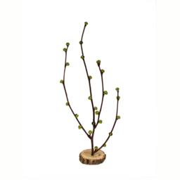 Eco-Friendly Rustic Twig Peridot Glass Green Bonsai With Oak Base Centerpiece By Tanja Sova - thumbnail 1