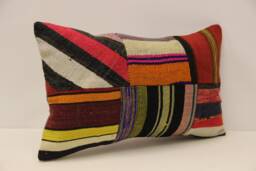 Turkish Kilim Pillow Patchwork Throw Pillow Accent Sofa Lumbar Covers 12X20 in - 30 X 50 cm 4Oef-1119 - thumbnail 1
