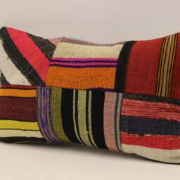 Turkish Kilim Pillow Patchwork Throw Pillow Accent Sofa Lumbar Covers 12X20 in - 30 X 50 cm 4Oef-1119 - thumbnail 3