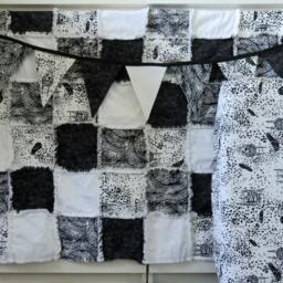 Zebra Baby Rag Quilt Black & White African Safari Crib Blanket - thumbnail 4