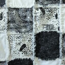 Zebra Baby Rag Quilt Black & White African Safari Crib Blanket - thumbnail 3