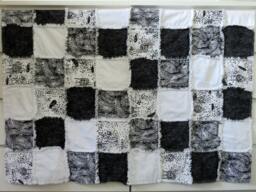 Zebra Baby Rag Quilt Black & White African Safari Crib Blanket - thumbnail 1
