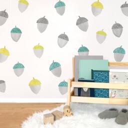 Acorn Toss - Multi Fabric Wall Decal Woodland Mej