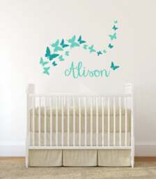 Gold Butterfly Decal Personal Name Baby Girl Room Decor Floral Wall Decals Sticker Stick On Art Decalisland -Butterflies Sd 095 - thumbnail 3