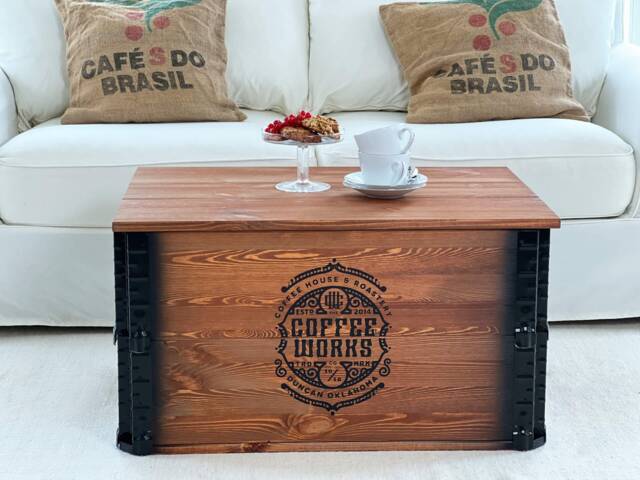 Coffee Table Chest Wooden Box Vintage Shabby Chic - image 1