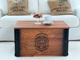 Coffee Table Chest Wooden Box Vintage Shabby Chic - thumbnail 1
