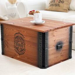 Coffee Table Chest Wooden Box Vintage Shabby Chic - thumbnail 3
