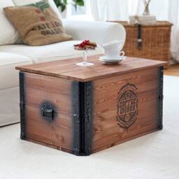 Coffee Table Chest Wooden Box Vintage Shabby Chic - thumbnail 2