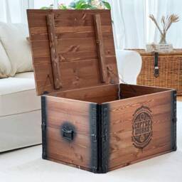 Coffee Table Chest Wooden Box Vintage Shabby Chic - thumbnail 4