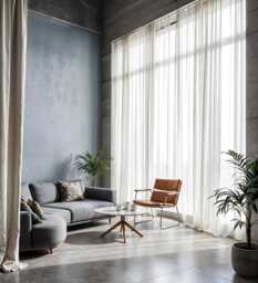 Extra Wide Linen Sheer Curtains, Light Filtering Drapes, Custom Size Drapery - thumbnail 1