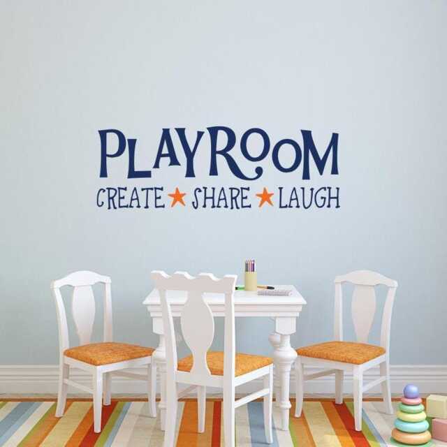 Playroom Wall Decal Create Share Laugh Quote, Kids Room Decor Ww167 - image 1
