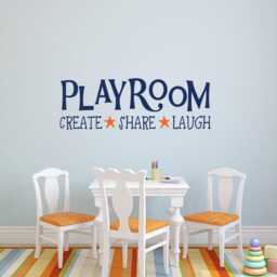 Playroom Wall Decal Create Share Laugh Quote, Kids Room Decor Ww167 - thumbnail 1