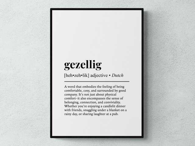 Gezellig Dutch Word Definition Netherlands Gift Wall Art Print - image 1
