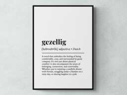 Gezellig Dutch Word Definition Netherlands Gift Wall Art Print - thumbnail 1