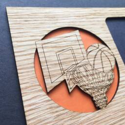 Basketball Picture Frame - 5x7 Holds 3x4 Photo, Player Gift, Parent Decor, Wood Custom - thumbnail 2