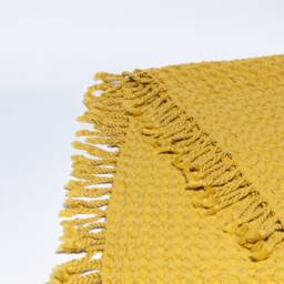 Yellow Big Waffle Summer Throw Blanket, Patio Outdoor Throw, Soft Picnic Cotton Tv Cozy Couch Blanket - thumbnail 3