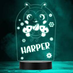 Cute Baby Ladybug Pretty Flowers Multicolour Personalised Gift Lamp Night Light - Bedroom