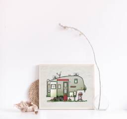 Fifth Wheel Camper - Travel Trailer Van Vanlife Happy Art Print Whimsical Wall Decor Glamping - thumbnail 1