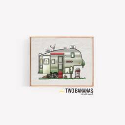 Fifth Wheel Camper - Travel Trailer Van Vanlife Happy Art Print Whimsical Wall Decor Glamping - thumbnail 2