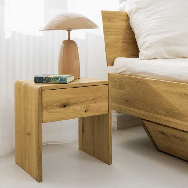 Charlottenburg 2 Bedside Table - Elegant Made Of Wild Oak With Soft-Close Drawer - image 1