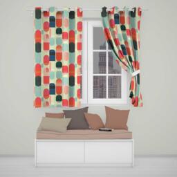 Abstract Minimal Capsule Shapes Mid Century Modern Seamless Pattern Readymade Eyelet Ring Top Thermal 100% Blackout Curtains - thumbnail 1