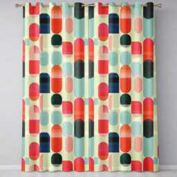 Abstract Minimal Capsule Shapes Mid Century Modern Seamless Pattern Readymade Eyelet Ring Top Thermal 100% Blackout Curtains - thumbnail 2